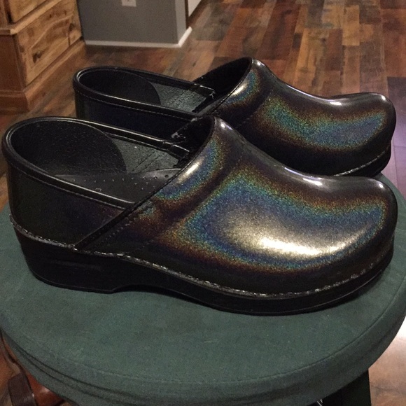 iridescent nursing clogs